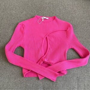 Zara Fuchsia Ribbed Crop Top
